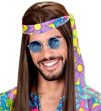 Modré kulaté hippie brýle "lenonky"