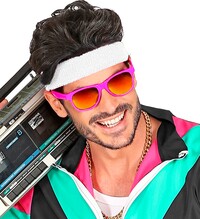 Retro růžové disco brýle ve stylu 80. a 90. let s UV filtrem