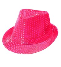 Růžový flitrový klobouk 80. léta