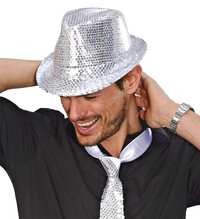Stříbrný flitrový párty klobouk