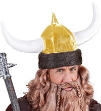 Vikingská helma s rohy (zlatá)