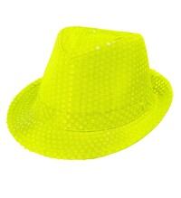 Žlutý flitrový klobouk 80. léta