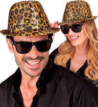 Klobouk s flitry se vzorem leopard
