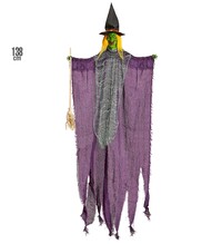 Dekorace čarodějnice s koštětem, 138 cm