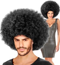 Černá oversize afro paruka