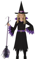 Dětský kostým čarodějnice s fialovými doplňky