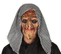 Latexová maska čarodějnice s šátkem