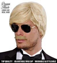 Pánská blond paruka playboy s knírem