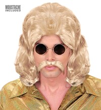 Pánská blond paruka ze 70. let s knírem