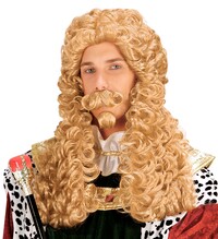 Pánská královská paruka s knírem a bradkou, blond