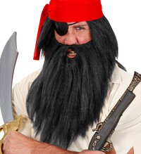 Pánská paruka s vousy pirát/jeskynní muž, černá