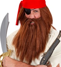Pánská paruka s vousy pirát/jeskynní muž, hnědá