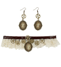 Steampunk sada (náušnice a choker)