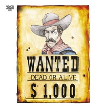 Plakát z divokého západu WANTED, 38 x 50 cm