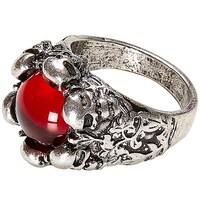 Prsten s lebkami a červeným kamenem
