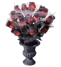 Váza s červenými růžemi a pavučinou (35 cm)