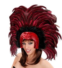 Brazilská čelenka s peřím, červená