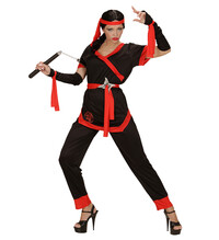Dámský kostým ninja s červenými detaily