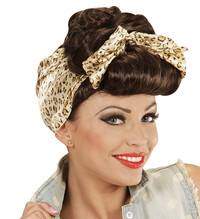 Dámská hnědá pin-up paruka s šátkem