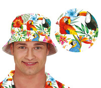 Pánský bílý klobouk s tropickým motivem