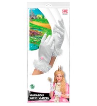 Dívčí bílé rukavičky s peřím, princezna