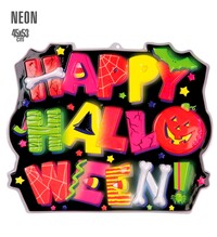 3d neonový nápis happy halloween 45 x 53 cm