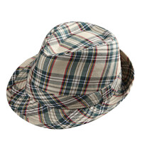 Béžový tartanový klobouk