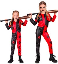 Dívčí kostým Harley Quinn, černočervený