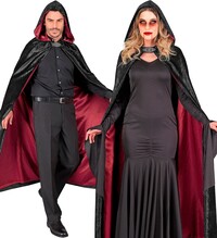 Černý sametový plášť s kapucí, 140 cm