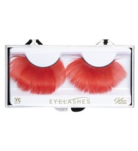 Červené řasy s dlouhým peřím (včetně lepidla)