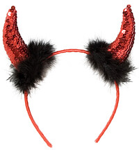 Ďábelské rohy červené, s flitry