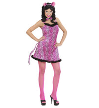 Dámský kostým růžový leopard (s ocasem, ušima a motýlkem)