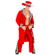 Pánský kostým disco král/pasák, červený
