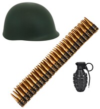 Sada voják (helma, nábojový pás, granát)
