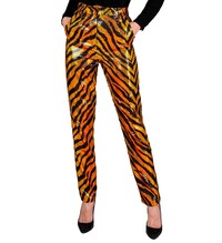 Dámské kalhoty s flitry, tygří vzor