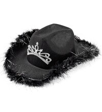 Dámský kovbojský klobouk s diadémem, černý