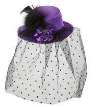 Mini klobouček s tylem a fialovou růží