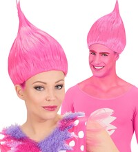 Růžová paruka Trollové - Poppy