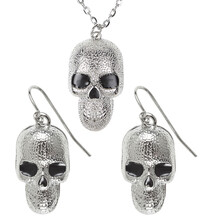 Stříbrný náhrdelník a náušnice s lebkou