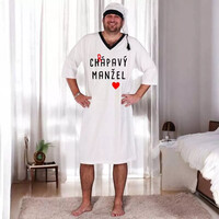 Chrápavý manžel - Noční košile bílá s čepičkou
