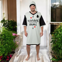 Slušňák - Rebel - Noční košile šedá s čepičkou