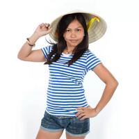 Dámské modrobílé pruhované námořnické (vodácké) tričko