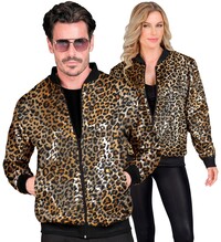 Černohnědý třpytivý párty bomber s animací leoparda