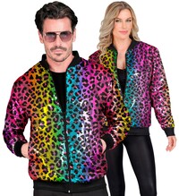 Duhový třpytivý párty bomber s animací leoparda