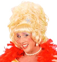 Paruka DRAG QUEEN s květinou, blond