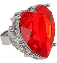 Prsten s červeným kamenem ve tvaru srdce