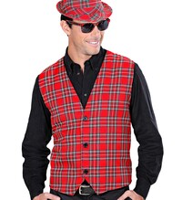 Unisex vesta, tartanový vzor