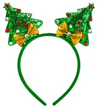 Zelená vánoční čelenka se stromečky