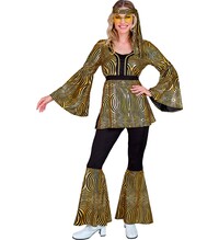 Dámský kostým Disco, zlatý styl - (tričko, kalhoty, čelenka)