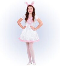 Dívčí kostým králíček (šaty s ocasem, ouška)